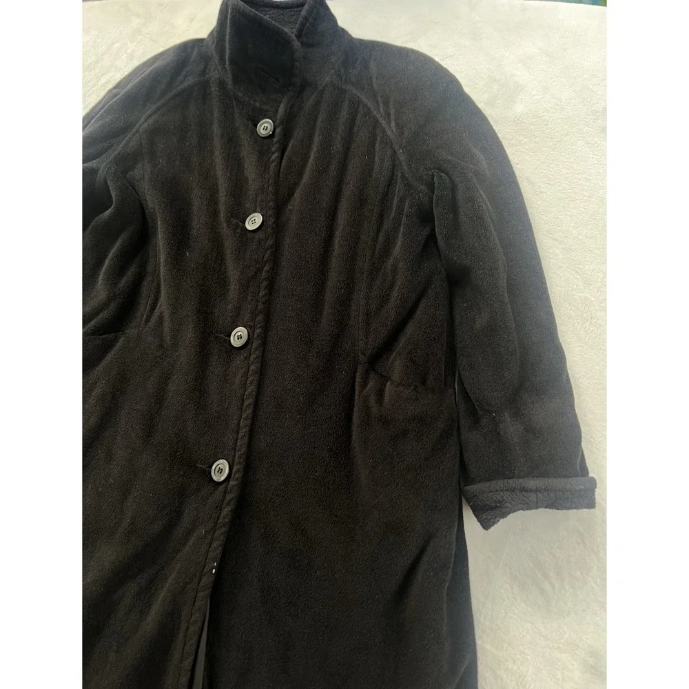Vintage LL Bean Women's Wool Blend Long Trench Coat Black‎ Made In USA